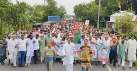 নান্দাইলে জুলাই-আগস্ট গণঅভ্যুত্থান, শোক ও বিজয়ের বর্ষপূর্তি উপলক্ষে ছাত্র-জনতার বিজয় মিছিল অনুষ্ঠিত