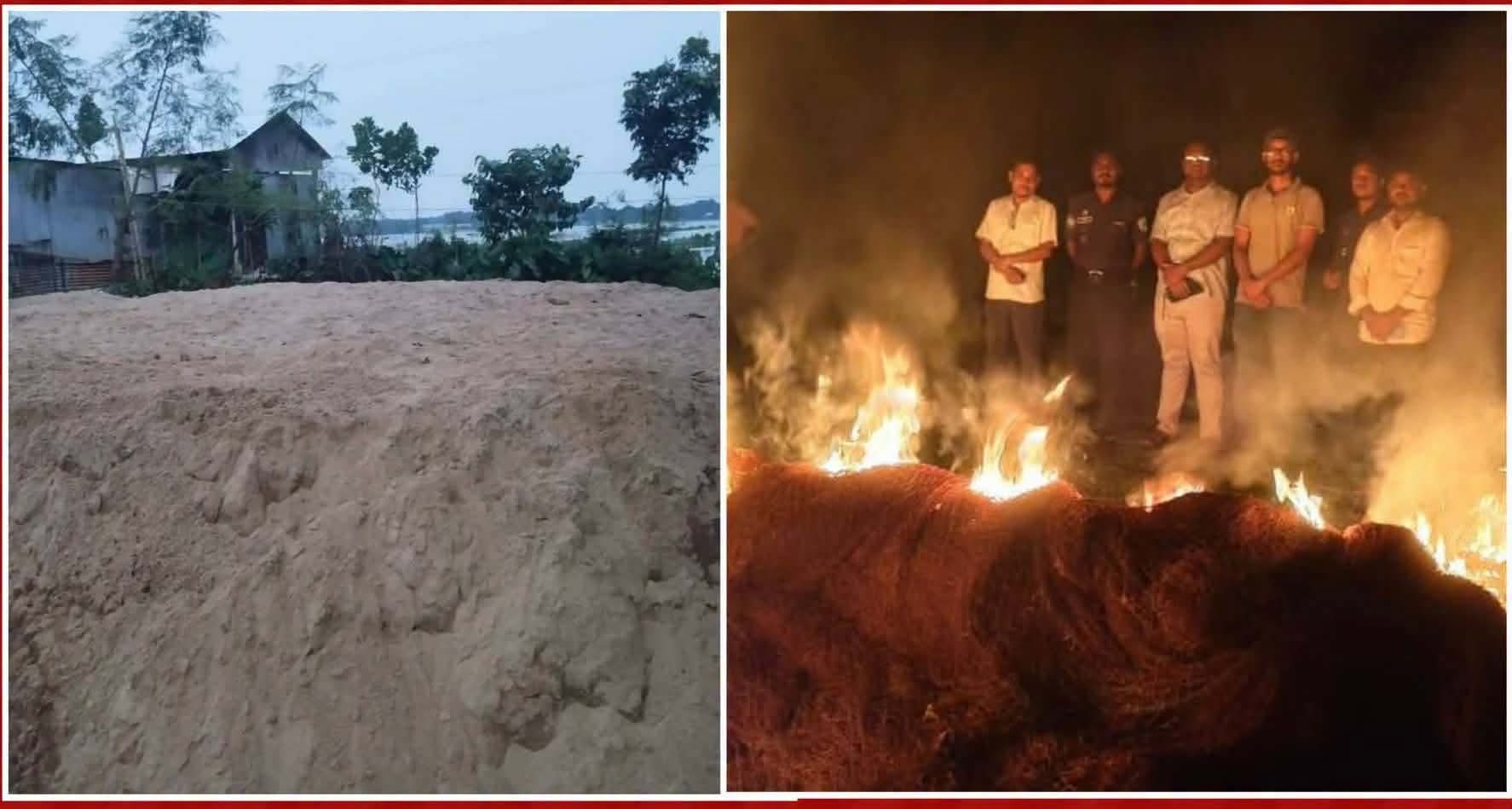 ​তাহিরপুরে মোবাইল কোর্টে ১৫ হাজার ঘনফুট বালু জব্দ, দেড় লক্ষাধিক টাকার নিষিদ্ধ জাল ধ্বংস