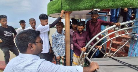 তাহিরপুরে আইন অমান্য করে উচ্চশব্দে সাউন্ড বক্স বাজানোয় হাউজবোটকে জরিমানা