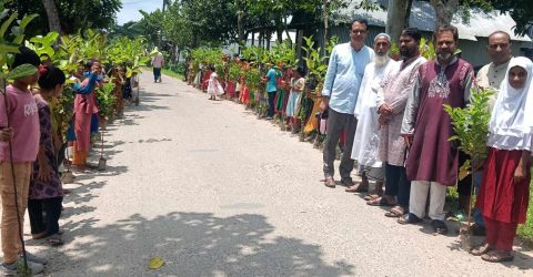 ঈশ্বরগঞ্জে শিক্ষার্থীর মাঝে ফলদ গাছের চারা বিতরণ